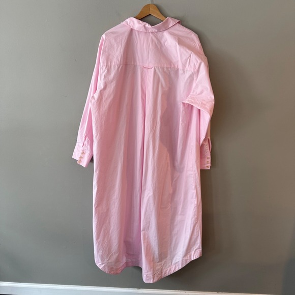 Maeve Anthropologie Soren Shirt Dress Pink Poplin Midi Oversized 1X Small Flaw - Picture 5 of 15